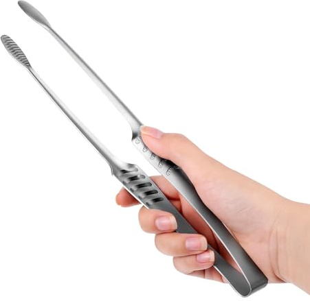 10.62 Inch Stainless Steel Tongs for Cooking with Non Slip Grip - Metal Kitchen BBQ Tongs Heat Resistant for Cooking, Serving