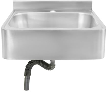Waschbecken Wandmontage Ausgussbecken Edelstahl Spülbecken, Platzsparend Handwaschbecken mit Ablaufgarnitur 48 * 39 * 20cm für Wohnmobile, Bars, Hotels, Waschküche, Restaurants