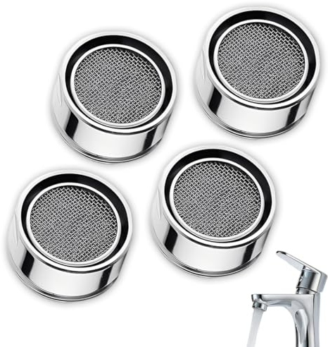 GNALIA Filtro Grifo Cocina, 4 Unidades Color Plata, Diámetro 24Mm, Aireador Para Lavabo Y Baño, Adaptador Universal Para Grifería Estándar