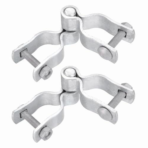 sourcing map 2 Pack Chain Link Fence Gate Post Hinge, 1-1/4 Galvanized Steel Chain Link Fence Post Hinges Heavy Duty Gate Frame Hinge with Bolts and Nuts for Outside Round Pipe