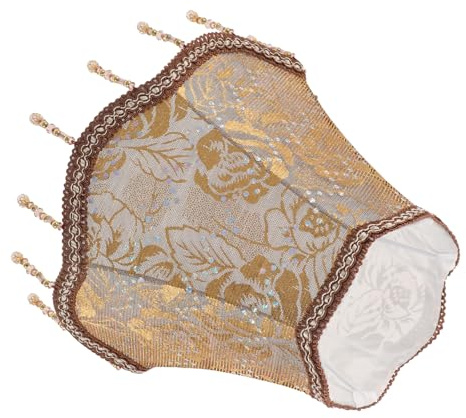 Lampenschirm Alt aus Stoff in Gold für Wohnzimmer und Schlafzimmer | Vielseitige Selbstgemacht Ausführung, Weiche Lichtwirkung, Fransenquaste Details, Europäischer Vintage Stil