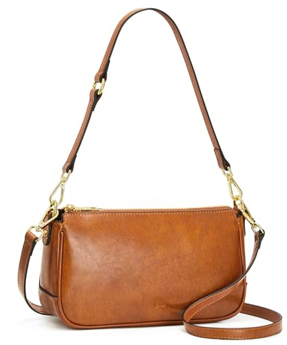 Kattee Handtasche Damen Klein, Umhängetasche Damen aus Echtem Leder, Crossbody Bag Damen, Retro Mini Hobo Bag für Dating Party Einkaufe