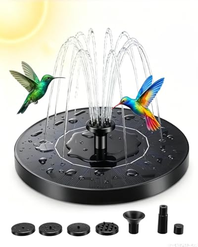 Schwimmender Solarbrunnen Set, Solar Springbrunnen Teichpumpe für außen mit 7 Effekte, Solar Wasserpumpe Outdoor Schwimmender Fontäne Pumpe für Vogeltränke, Aquarium, Garten, Brunnen, Teich 1.5W
