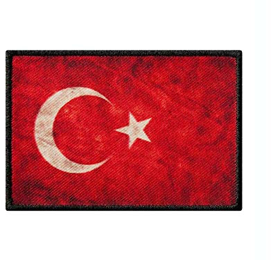 Monoquick Bügelbild Applikation Aufnäher Patch Flagge Fahne Türkei Vintage 8,0 cm x 5,5 cm