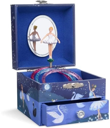 Jewelkeeper - Boîte à Bijoux Musicale, Ballerine à Paillettes Bleu Marine, avec Tiroir de Rangement - Mélodie Le Lac des Cygnes