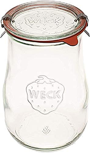 Weck Jars, Tulpengläser 1,5 Liter, Sauerteig-Startergläser, Große Glasdosen für Sauerteig, Starterglas mit Glasdeckel, Tulpenglas breiter Öffnung, zum Einmachen und Aufbewahren geeignet, 1 Glas