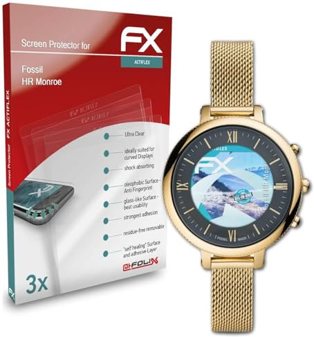atFoliX Schutzfolie kompatibel mit Fossil HR Monroe Folie, ultraklare und flexible FX Displayschutzfolie (3X)