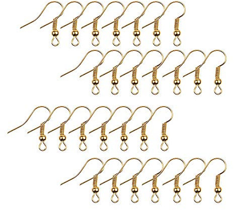 100 Stück K Gold Ohrringhaken, Ohrring Haken vergoldet mit durchsichtigen 100 Stück Ohrring Sicherheitsrücken für Schmuckherstellung DIY
