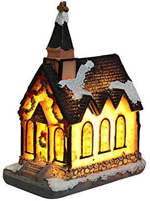 ISAKEN Weihnachtsdorf Mit Beleuchtung - Weihnachtshaus Beleuchtet, Weihnachtsdeko Häuser LED, Zubehör Deko Miniatur Retro Weihnachtsbeleuchtung