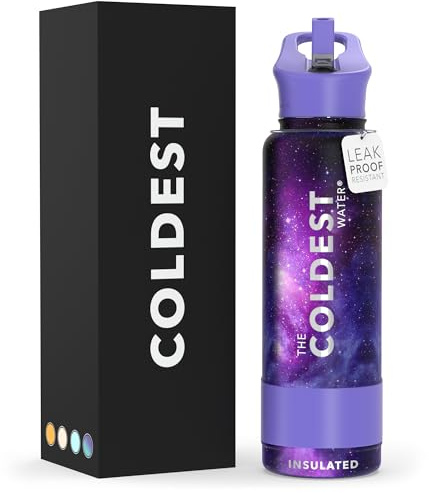 Coldest Insulated Water Bottle with Straw Lid - Stainless Steel Metal Insulated Bottle for Men & Women (Astro Purple, 40 oz)