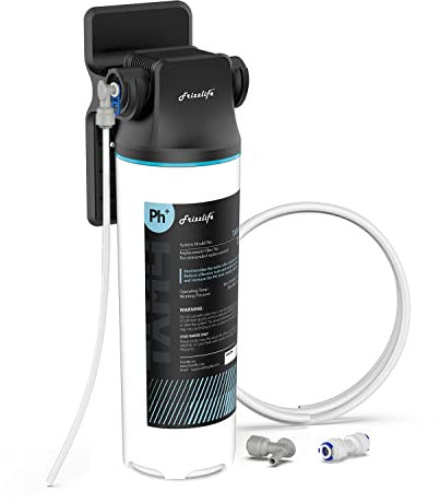 Frizzlife TAM4 Under Sink Inline Water Filter - Alkaline PH+ Remineralization, NSF/ANSI 42 Certified, Adjust Taste & PH, Restore Essential Minerals, 1/4 Pipe Fits for Reverse Osmosis Systems