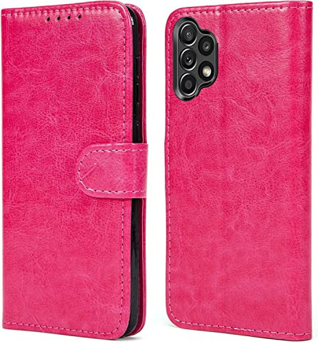NWNK13 For Samsung Galaxy A13 5G / A13 4G / A04S Case Leather Wallet Book Flip Stand View Phone Cover with Card Holder Slots Compatible with Galaxy A13 (Pink)