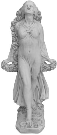 gartendekoparadies.de Statue die Schutzpatronin der göttlichen Flora, Steinfigur, H. 163 cm, 255 kg, Grau, frostsicher aus Steinguss für Außenbereich