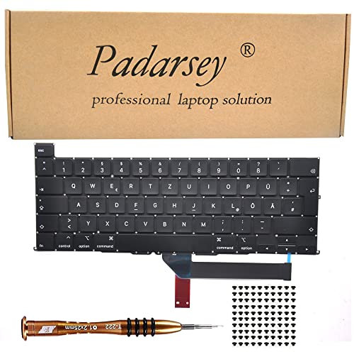 Pardarsey Ersatz Deutsch QWERTZ Tastatur kompatibel mit MacBook Pro 16 Zoll mit Touch Bar A2141 veröffentlicht 2019 +Tastatur Schrauben+Schraubendreher