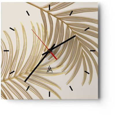 ARTTOR Moderne Wanduhr 40x40cm Quadrat Glasuhr Botanik Natur - 4738