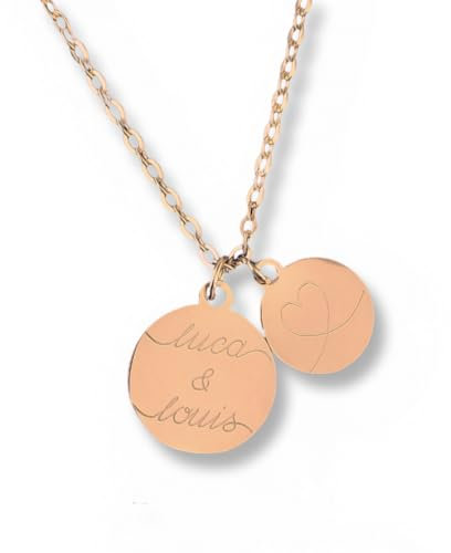 Personalisierte Gravur Kette als Geschenk für Frauen | zur Geburt | zur Hochzeit | für die Freundin | für Mama (50, Rosé)