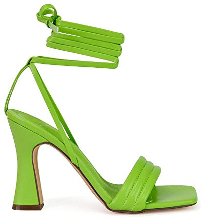 Womens Mid High Heel Lace Up Sandals Ladies Open Toe Strappy Party Shoes Size