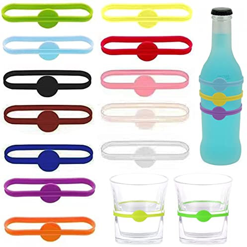 12 Piezas Marcadores de Copas de Vino, Marcador Reutilizables Vasos Silicona Marca Vasos Colores Marcadores Botellas Bebidas Identificador Etiqueta de Copa para Cóctel Champán Fiesta Casa Bar