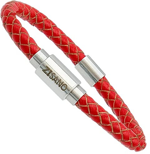 ZISANOPOWER Power & Balance Armbänder - Versch. Farben & Größen - Echtes Lederarmband Herren Damen - patentierter Magnetverschluss - Edelstahl Armband Herren - Schmuck - Geschenke (XL, Ruga)