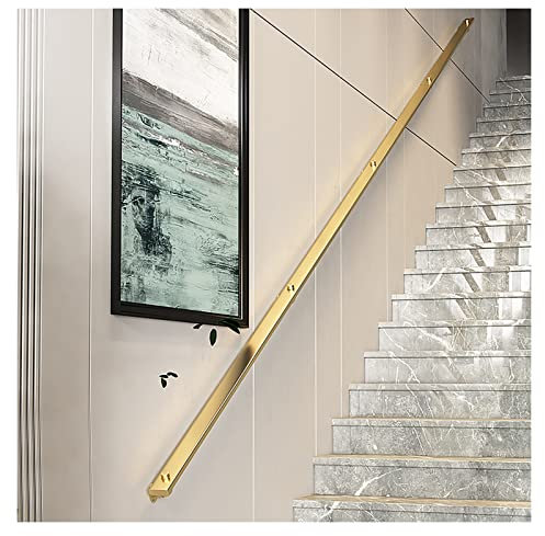 LZMZMQ Handläufe Gold Vierkant-Rohr Treppenhandläufe, 0,3/1/1,2/1,5/1,8/2/2,5/2,8/3/3,5/3,6/4/5/6 m lang Antirutsch-Geländer, für Büro/Hotel/Villa, Stahl (Size : 5.8m/580cm/19ft/228.4in)
