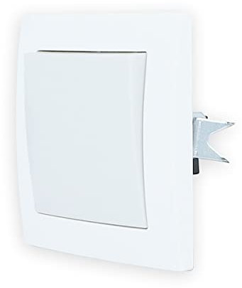 LINA Lichtschalter Steckdosen mit Rahmen Komplettset Unterputzdose UP Schuko Wandschalter Wechselschalter (LINA Lichtschalter 1-Fach Ein/Aus weiß mit Rahmen H1-C110M-H1-C001)