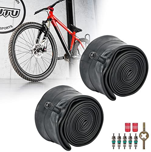 RUTU Fahrradschlauch, 66 cm (26 Zoll) Fat Bike Tube 26 x 2.5/3.0 Schrader 32 mm Ventil, kompatibel mit 26 x 2.5 26 x 2.6 26 x 2.7 26 x 2.8 26 x 3.0 Mountainbike, Fahrradreifen Röhren-2 Packung