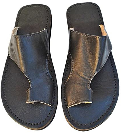 Plantarfasziitis Sandalen für Herren,Jahrgang Römisch Leicht Orthopädische Hausschuhe,Lässig Komfortabel Weich Hallux Valgus Flip-Flops,für Fußgewölbe/Fußkorrektur (Color : Black, Size : 41 EU)
