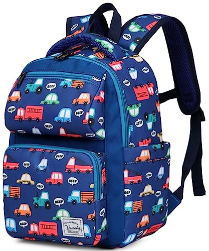 VASCHY Kinderrucksack, Niedlich Wasserabweisend 7L Vorschule Kinder Rucksack Kindergartenrucksack Schulrucksack Kleinkind Rucksack für Mädchen Jungen Schule Reisen Fahrzeuge Klein