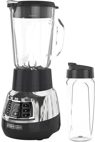 BLACK & DECKER Silent Stainless Steel Blender with Cyclone Glass Cup Model BL1400DG-P