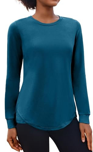PINSPARK Sportshirt Damen Langarm UPF 50+ Sonnenschutz Sport T-Shirt UV Schutz Shirt Schnelltrocknend Laufshirt Rundhals Yoga Top Langarmshirt Fitness Rashguard Dunkelblau M
