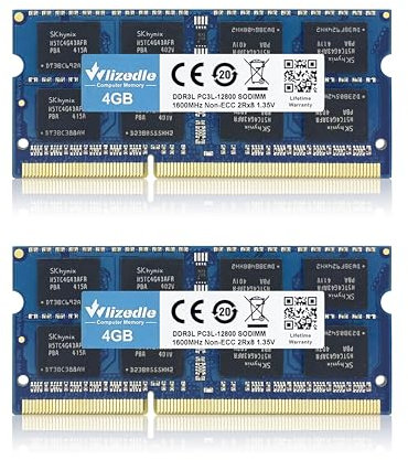 DDR3/DDR3L Laptop RAM 8GB Kit (2x4GB) 1600MHz CL11 SO-DIMM Wlizedle PC Memory RAM PC3-12800 204-Pin 1.35V/1.5V Non-ECC Unbuffered 2Rx8 Upgrade Notebook Sdram Sticks Module for Computer Portable, Blue