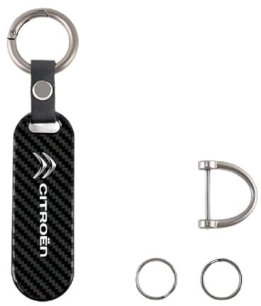 OscitY Voiture Carbone Fibre Porte-clés, pour Citroen ami AMI Xsara Picasso Berlingo C1 C2 C3 Aircross C4 Porte-clés Personnalisé Remplacement Anti-Perte Cadeaux Famille Cadeau Car Accessoires,A-F