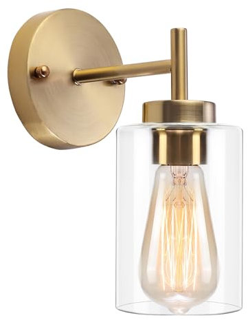 QAREHL Wandleuchte Gold Industrial Badezimmer Wandleuchte Innen Vintage, Retro Wandlampe E27 Wand Lampen Innenbereich für Schlafzimmer Wohnzimmer Flur