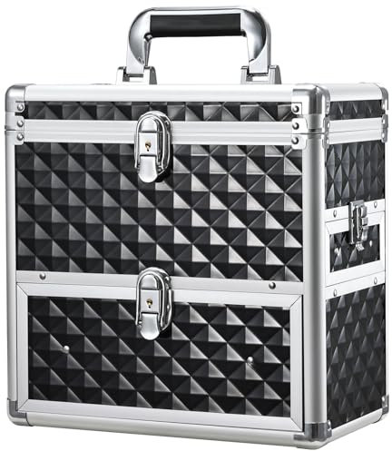 Nail Technician Case Nail Polish Organiser Large Vanity Case Makeup Case Nail Storage Organiser Box Beauty Case with Drawers for Makeup Tools, Cosmetics, Nail Art, Black