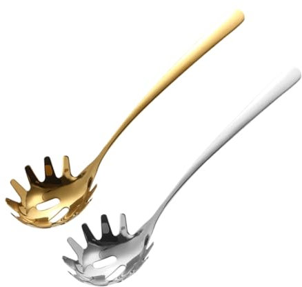Alipis 2piezas Cuchara Para Espagueti Colador De Fideos Tenedor Para Servir Pasta Inoxidable