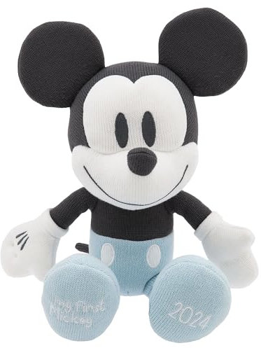 Disney Store Official Mickey Mouse 2024 Small Baby Soft Toy, 33cm/13”, Cute Plush Stuffed Animal, Super Soft Cuddly Iconic Figure, Features Ribbed Knit Covering and Pastel Tones - Suitable for Ages 0+