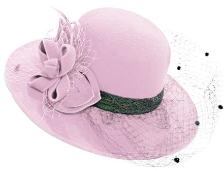 Caprilite Fascinator mit großer Krempe, Filz, Fedora, Wollmischung, für verschiedene Anlässe, Blush Pink, Einheitsgröße