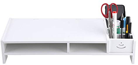 Monitor Stands Computer Monitor Riser Laptop PC Stand Desktop Storage Organizer PVC Artificial Board White Desktop Stand for Laptop Computer Screen Riser 38.2 X 20 X 10cm