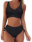 Damen Bikini Set Triangel Bikinioberteil Taille Tanga Dreipunkt Monokini PU Leder Badeanzug sexy Push Up Bikini Neckholder Schwimmanzug Rückenfrei Erotische Zweiteiliger Badeanzug,Schwarz,XXL