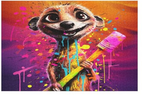 Erdmännchen 1000 Teile Puzzle Für Erwachsene, Herausforderung Puzzles - Familienpuzzle Verringerter Druck Schwieriges Puzzle Rahmen Holzpuzzle Für Erwachsene Kinder 12+ (75×50cm)