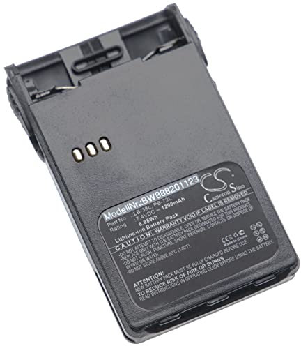 vhbw 1 x Battery Compatible with TYT -777 Radio, Walkie Talkie (1200 mAh, 7.4 V, Li-ion) + Belt Clip