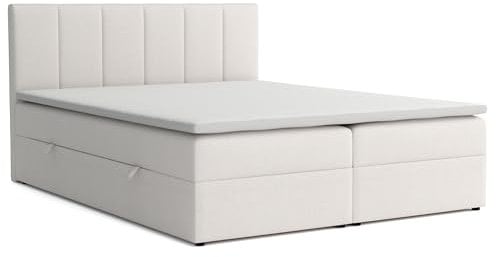 VENASI MÖBEL Lisa Boxspringbett mit Bettkästen H2/H3 Matratze und Topper (Beige, 180 x 200 cm)