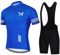 Pro Team 2024 Radtrikot Set für Herren, Sommer, Mountainbike-Jersey und Trägerhose mit 9D-Polsterung, Gel, atmungsaktiv, für Outdoor-Sportarten, Blau-1, XL