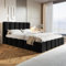 MOTIVENA Nunu Bubble Bett 180x200 Mit Bettkasten, Stauraum Und Lattenrost - Polsterbett Samt Mit Kopfteil, Ohne Matratze, Schwarz