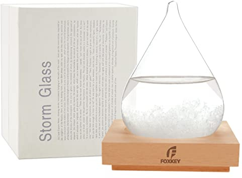 Sturmglas Wettervorhersage, Glaskugel mit Holzsockel, Weihnachtsdekoration Schneekugel, Sturmglas Wettervorhersage Wetterstation (XL)