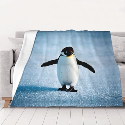 Winter-Pinguin-modische Flanell-Bettdecke, 152,4 x 127,7 cm, gemütliche Decke, weiche und warme Sofadecke, Schlafzimmer-Decke
