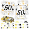 Premium 20 Servietten + 3 Windlichter & 500teilige Konfetti-Schwarzes Gold Kollektion - Tischdeko für 50. Geburtstag