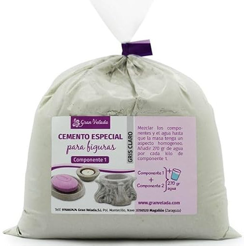 Cemento para figuras gris claro, ideal para manualidades y decoración. Formulación exclusiva de Gran Velada para acabado suave. Producto incluye ambos componentes.| 5000 gr