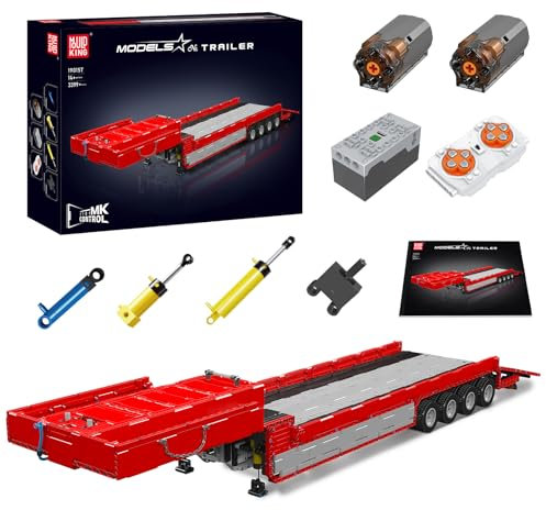 Mould King 19015T Technik LKW MOC Anhänger Modellbausatz, 3399 Teile Pneumatik Abschlepplokomotive, Technologie Engineering Mobiler Truck Klemmbausteine Bauset