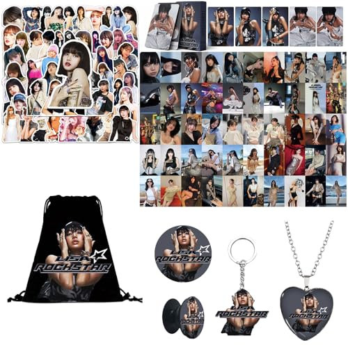 Tulufanskrr Blackpink Lisa Geschenk Fans Geschenk Set für Blink, Blackpink Fanartikel, Kpop Lisa Merchandise Geschenke Lisa Rucksack Karte Schlüsselbund